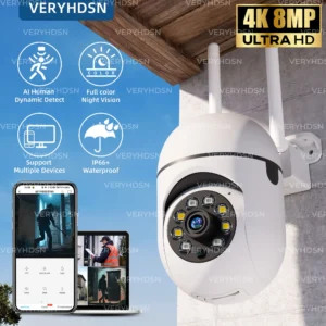 8MP Wireless Security Surveillance PTZ Camera Wifi IP